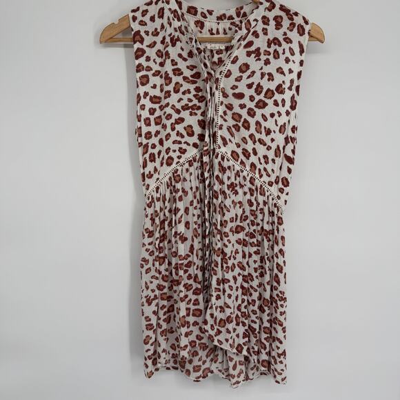 Anthropologie Tunic Top Nia Leopard Lace Oversized Tiered Romantic Feminine S - Picture 2 of 10